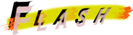 Letras The Flash en naranja, rosa y amarillo