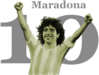 Dibujo en blanco y negro de Diego Armando Maradona