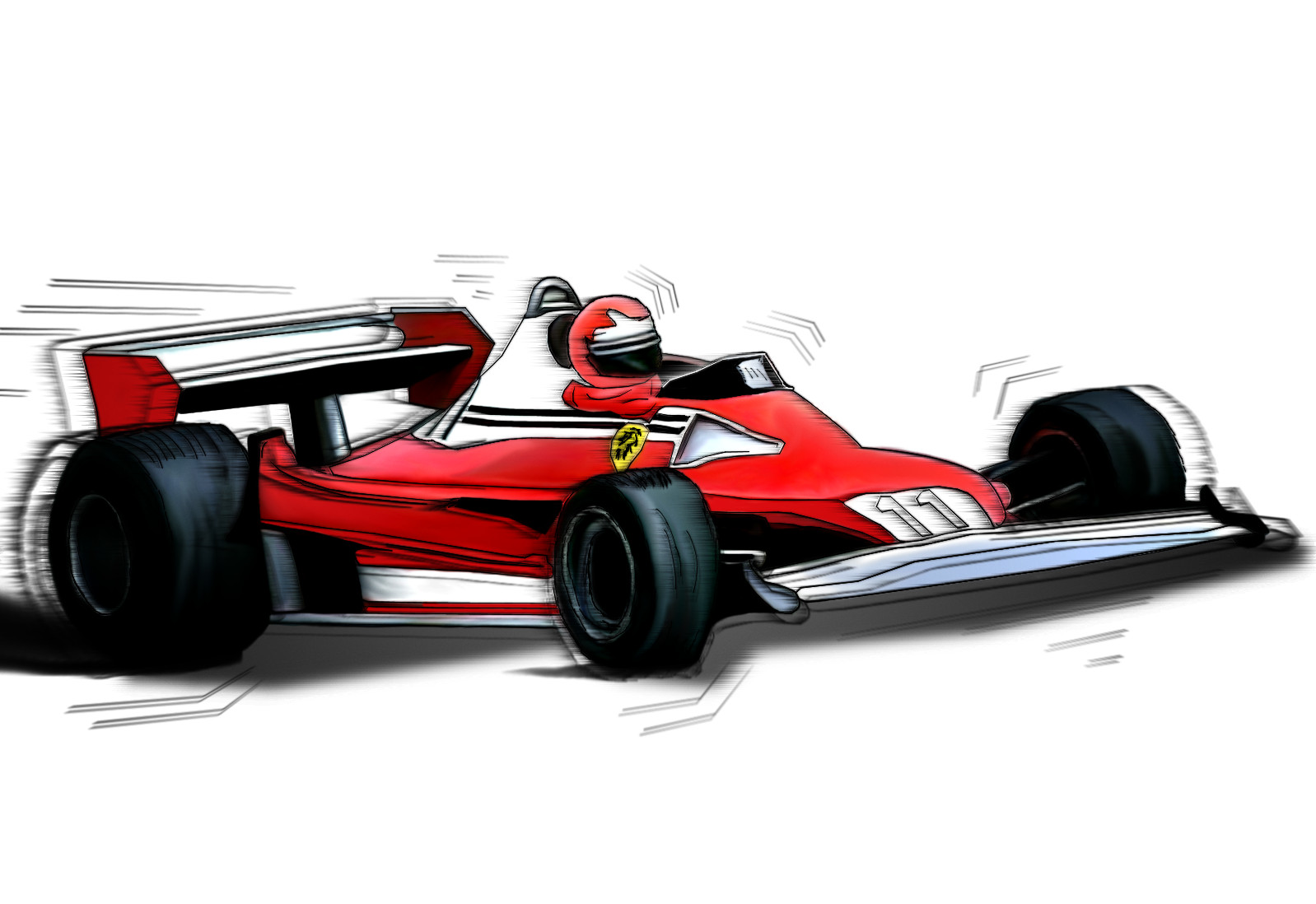 Ferrari de Niki Lauda. Dibujo en tamaño grande