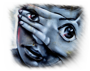 Parte de un graffiti que refleja una expresión humana