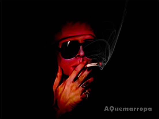 Hunter S. Thompson. Versión libre a partir de nuestro dibujo de Axl Rose