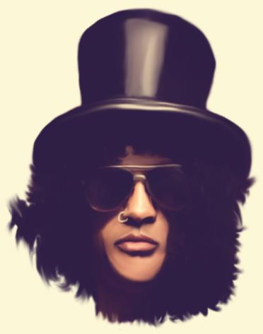 Caricatura de Slash con su sombrero de copa