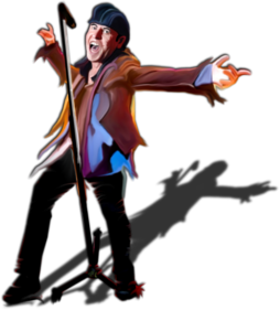 Dibujo caricatura de Klaus Meine de la banda de rock Scorpions