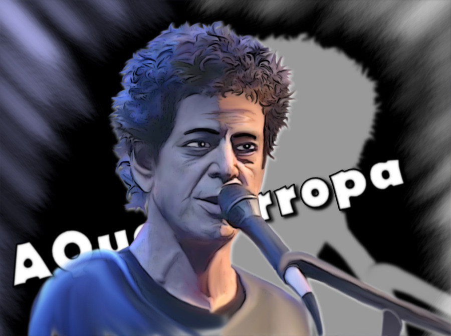 Caricatura de Lou Reed de tamaño grande