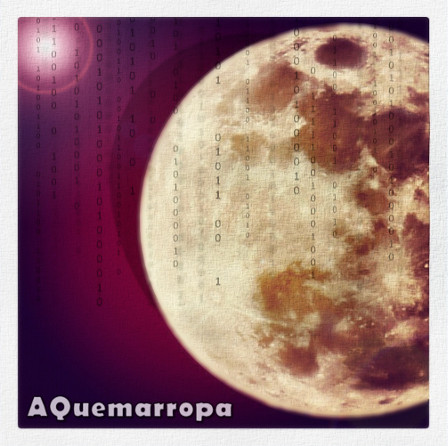 Luna con brillos extraños y unas letras tipo Matrix