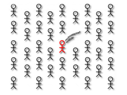 Dibujo que representa una opinión distinta a la de un grupo