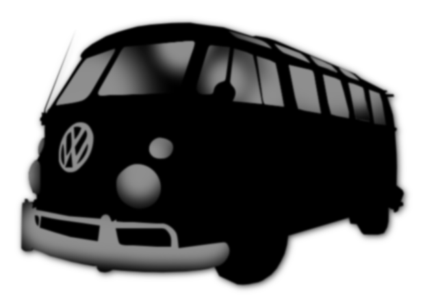 Silueta y sombra de una Volkswagen Samba Bus