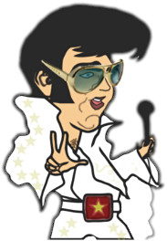 Dibujos de Elvis con sus famosas gafas y el traje blanco