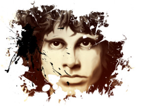 Jim Morrison Miniatura del rostro de Jim Morrison. Dibujo a ordenador.