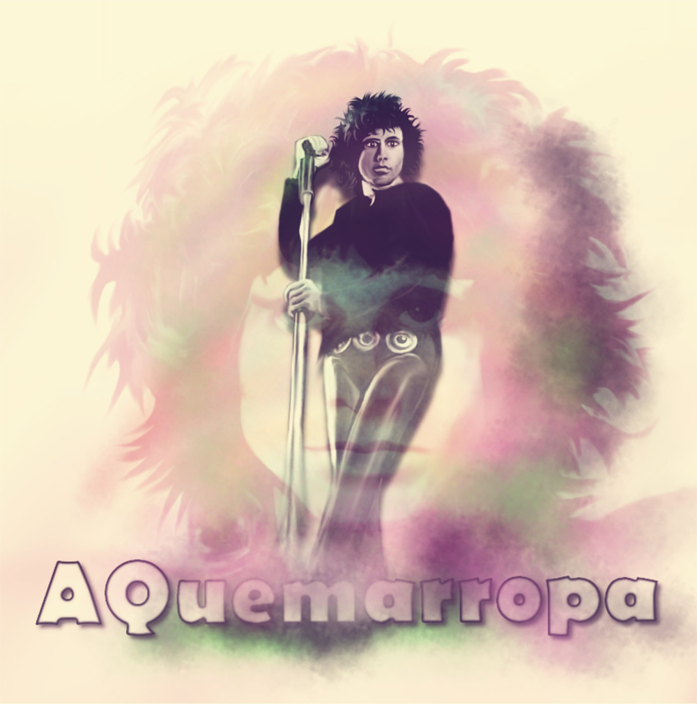 Lapiz del cantante de The Doors de cuerpo entero con caricatura de fondo