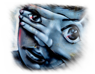 Parte de un graffiti que refleja una expresión humana