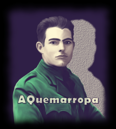 Dibujo del Hemingway de perfil vistiendo su uniforme de la Cruz Roja