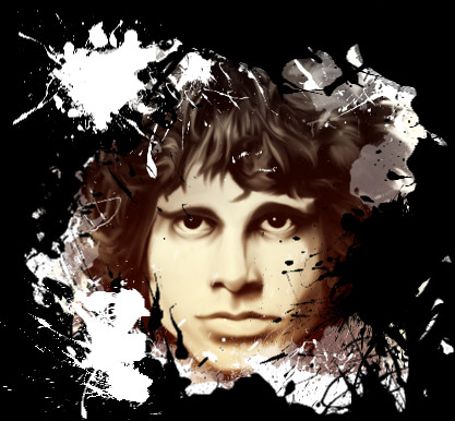 Dibujo del rostro icónico de Jim Morrison en tamaño 417x386