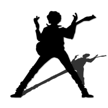 Dibujo en negro de la silueta de su imagen icónica